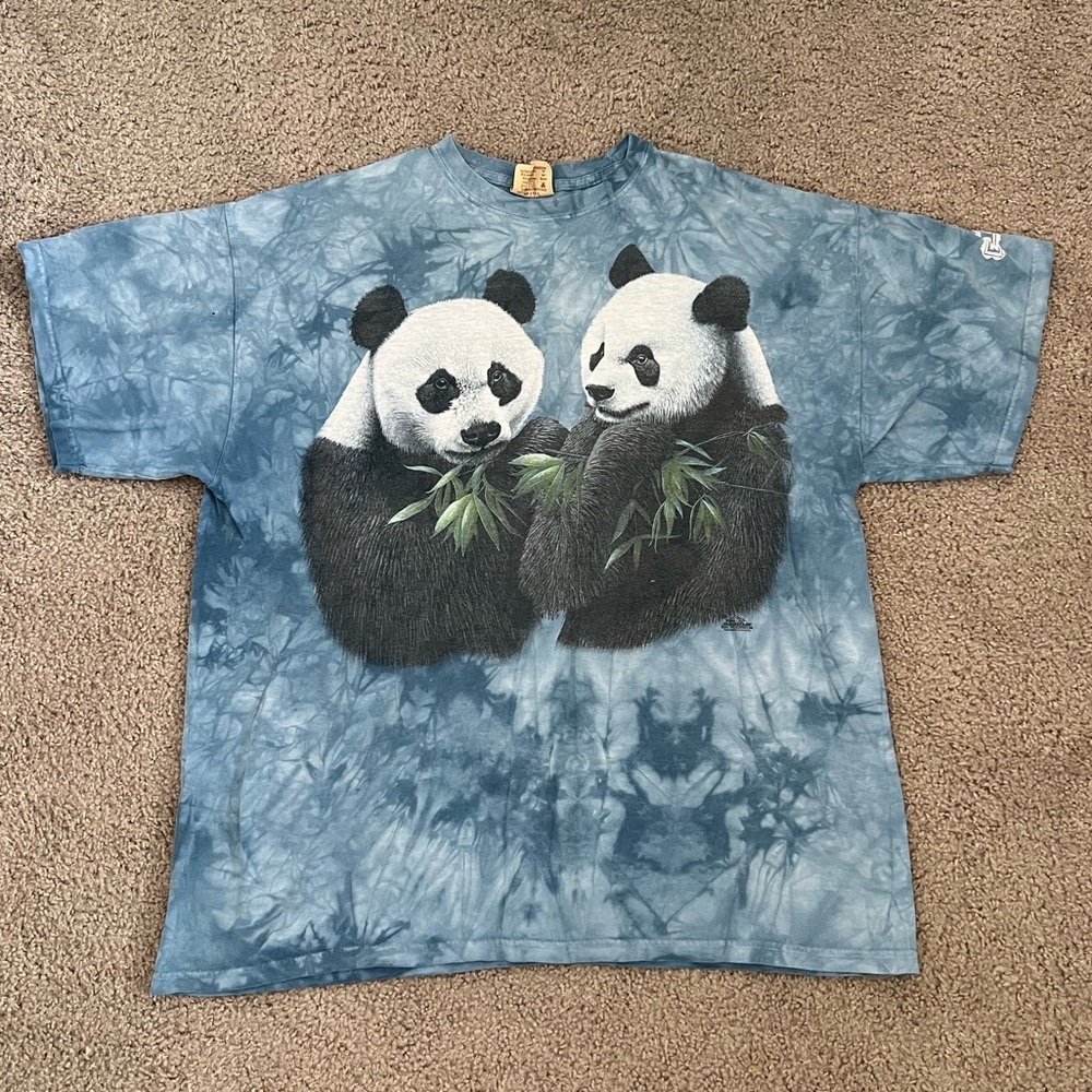 The Mountain Panda Blue Tie Dye Shirt